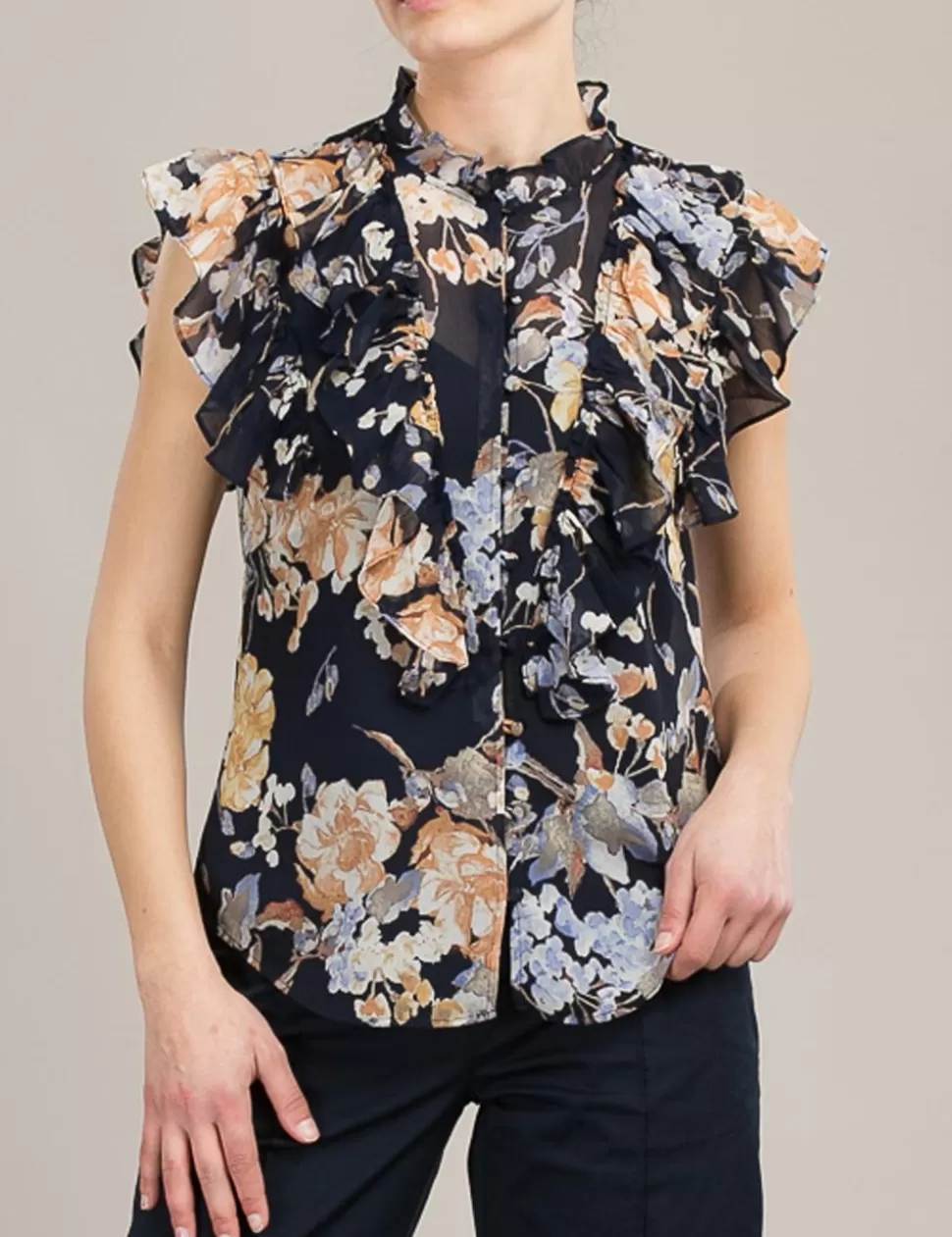 Lauren Camicie>Blusa Blu Navy