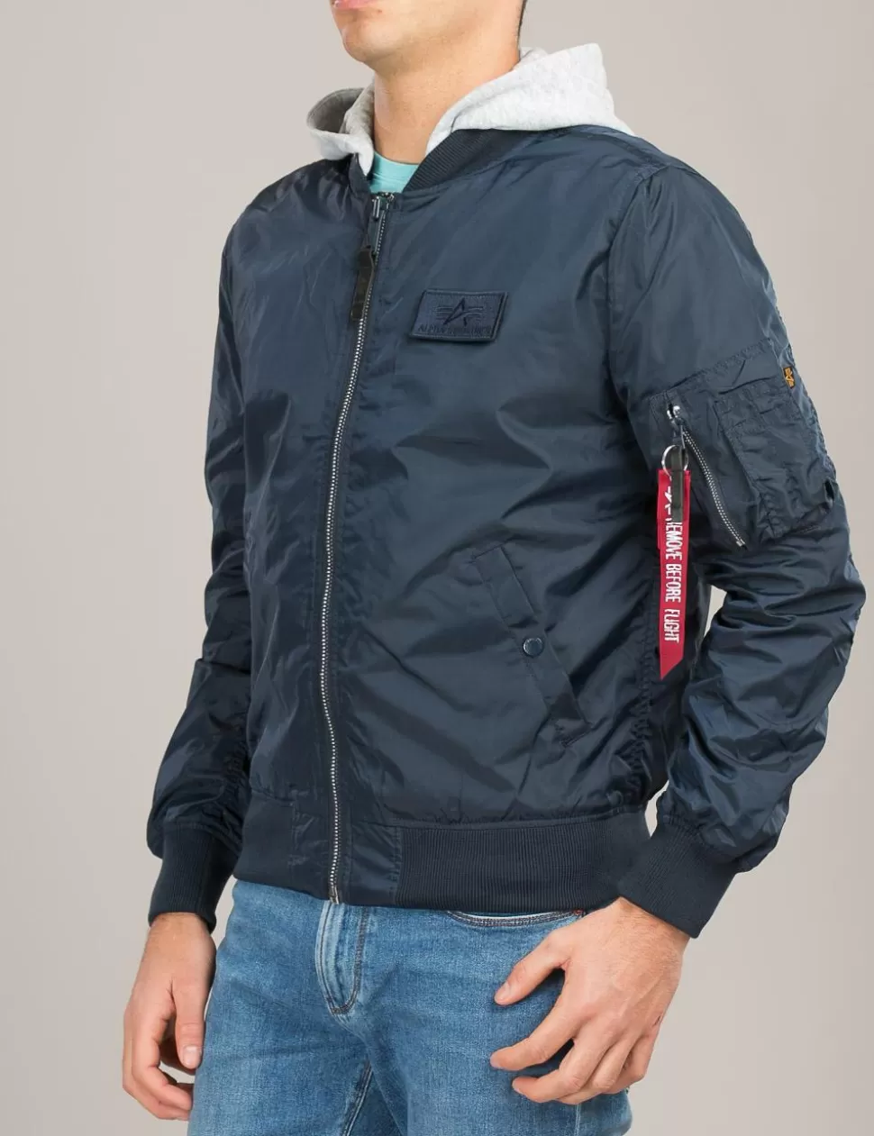 Alpha Industries Cappotti E Giubbotti>Bomber Ma-1 Hood Bp Blu Notte