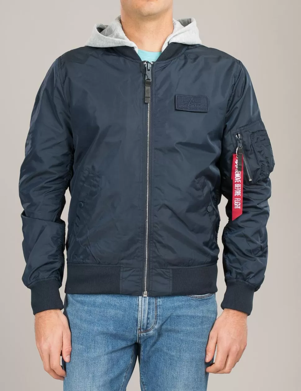 Alpha Industries Cappotti E Giubbotti>Bomber Ma-1 Hood Bp Blu Notte