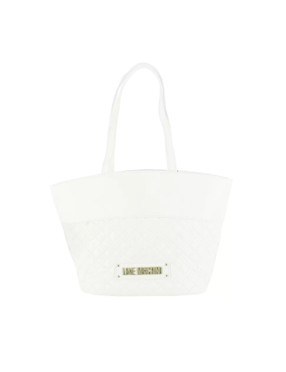 Love Moschino Borse>Borsa Tote Shiny Quilted Bianco