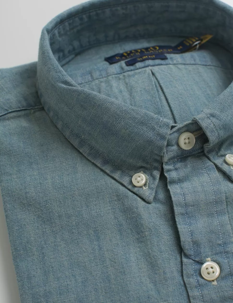 Ralph Lauren Camicie>Camicia Polo Blu Denim