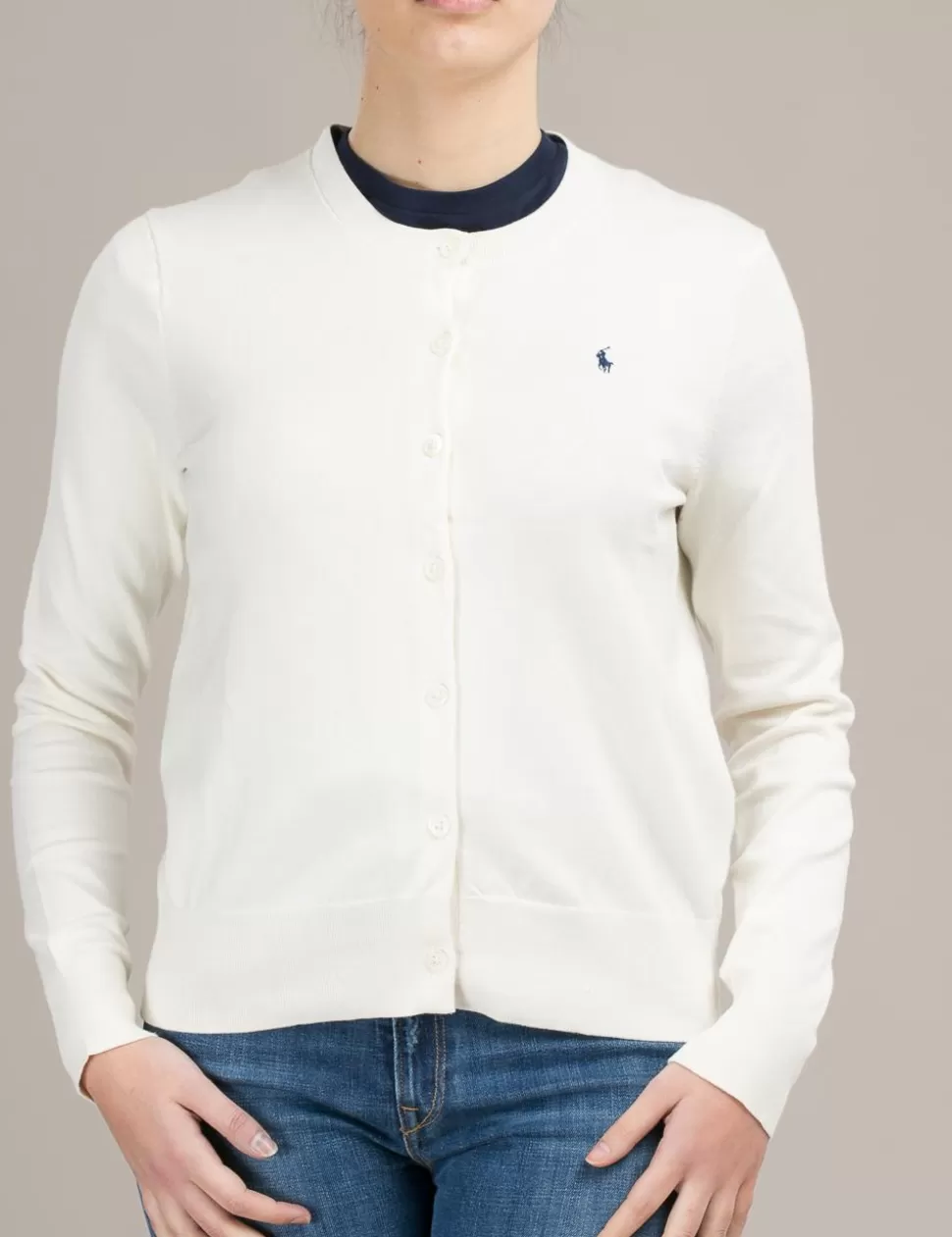 Ralph Lauren Maglie>Cardigan Polo Panna