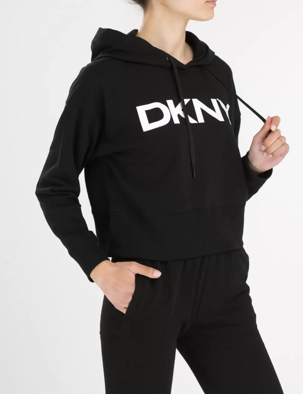 DKNY Felpe>Felpa Con Cappuccio Nero/Bianco