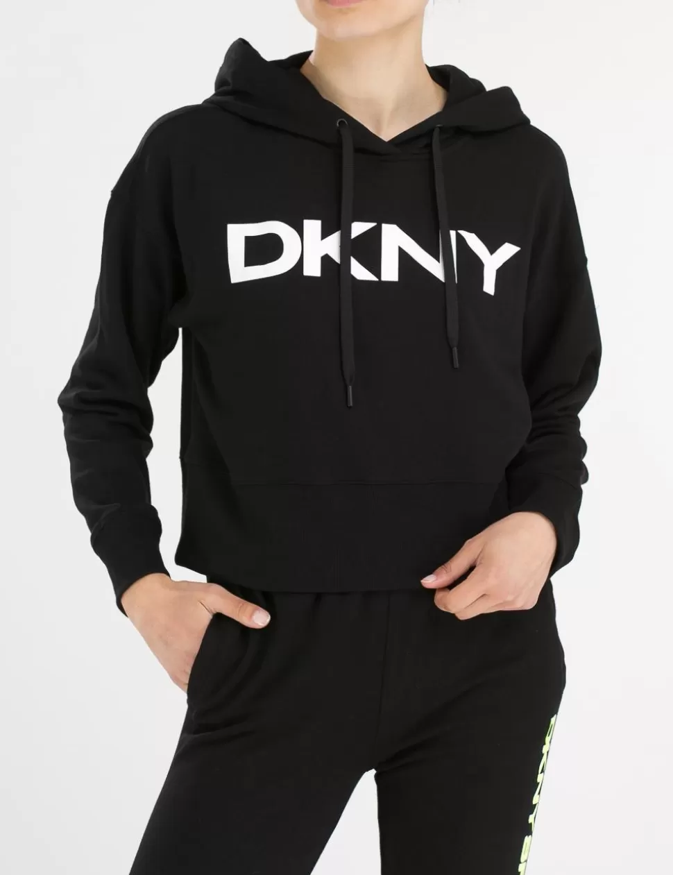 DKNY Felpe>Felpa Con Cappuccio Nero/Bianco