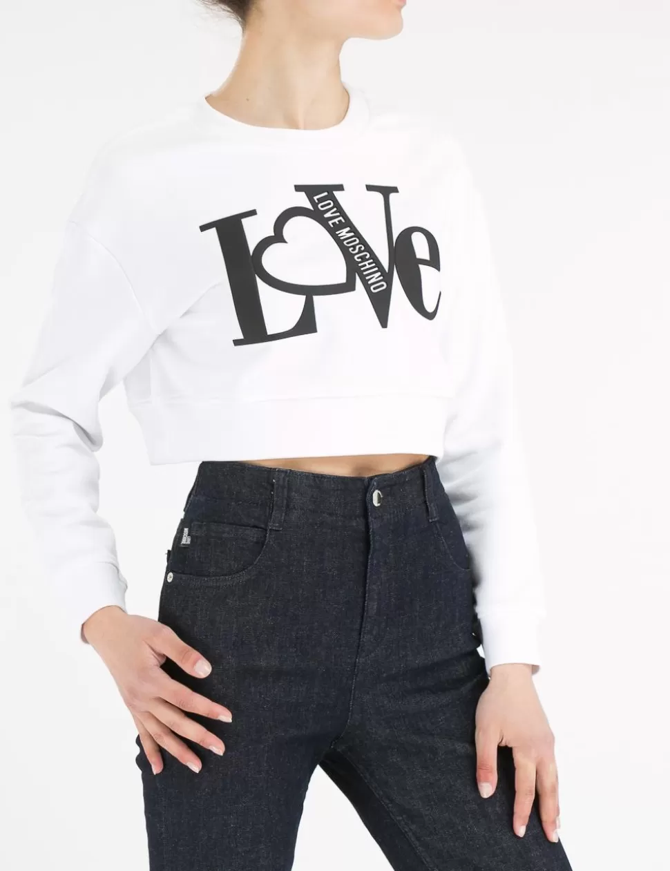 Love Moschino Felpe>Felpa Crop Bianco