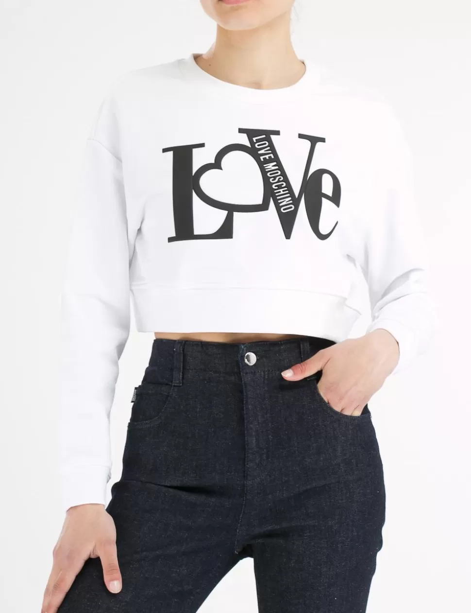 Love Moschino Felpe>Felpa Crop Bianco