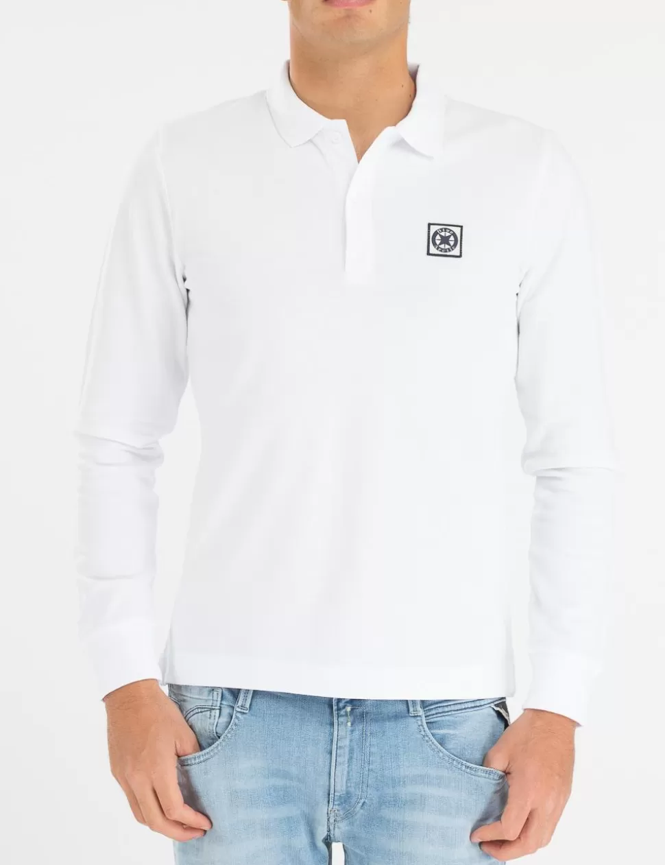 Blue Arctic Polo>Polo A Maniche Lunghe Bianco