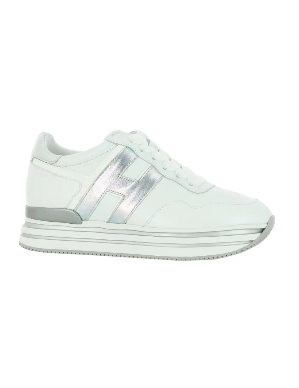 Hogan Sneakers>Sneaker H222 Midi Bianco/Argento