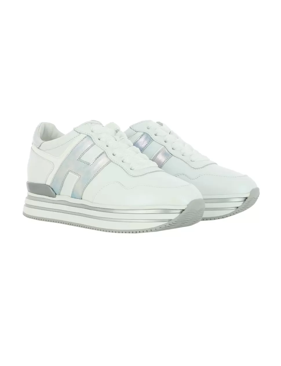 Hogan Sneakers>Sneaker H222 Midi Bianco/Argento