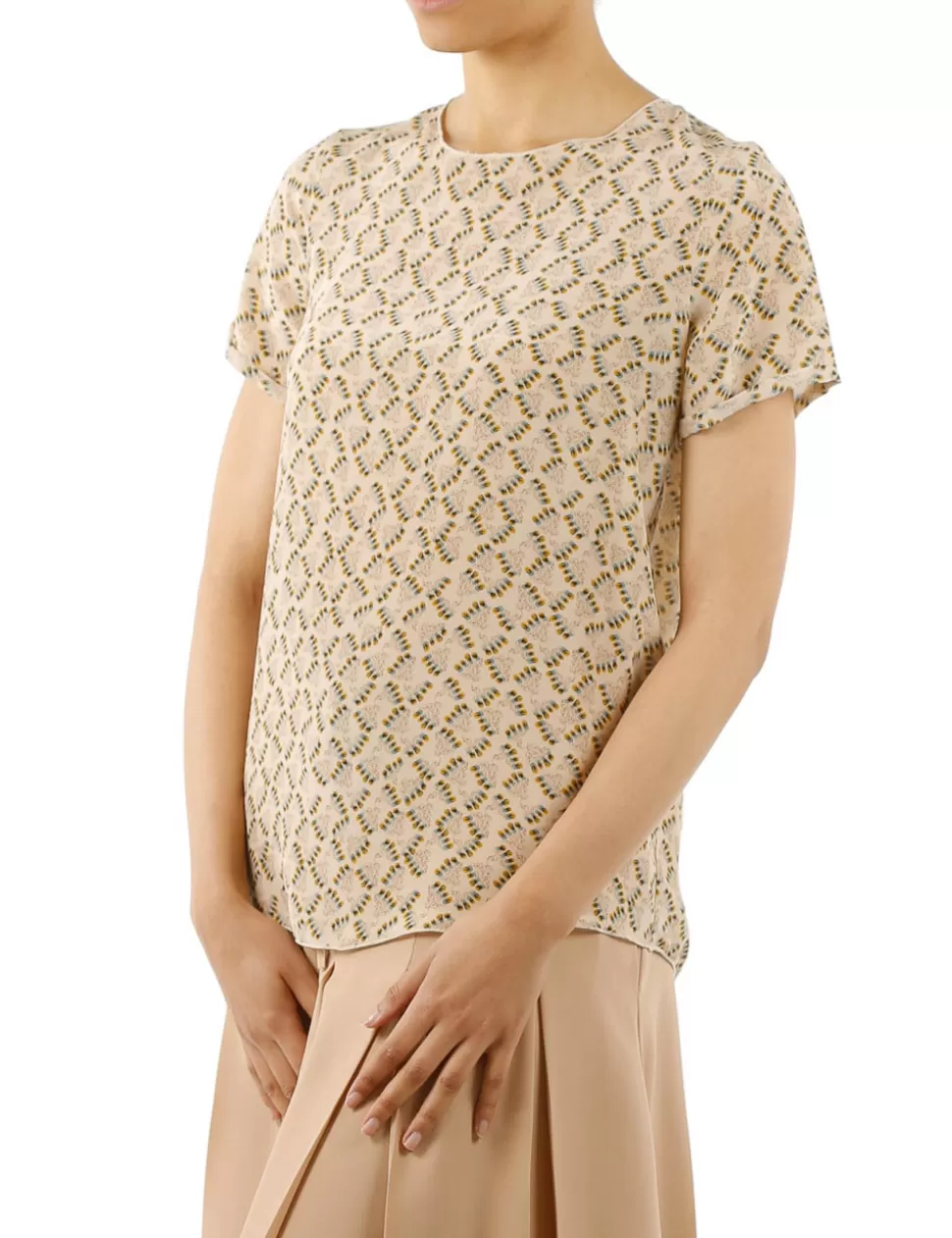 Alysi T-Shirt E Top>Top In Seta Beige