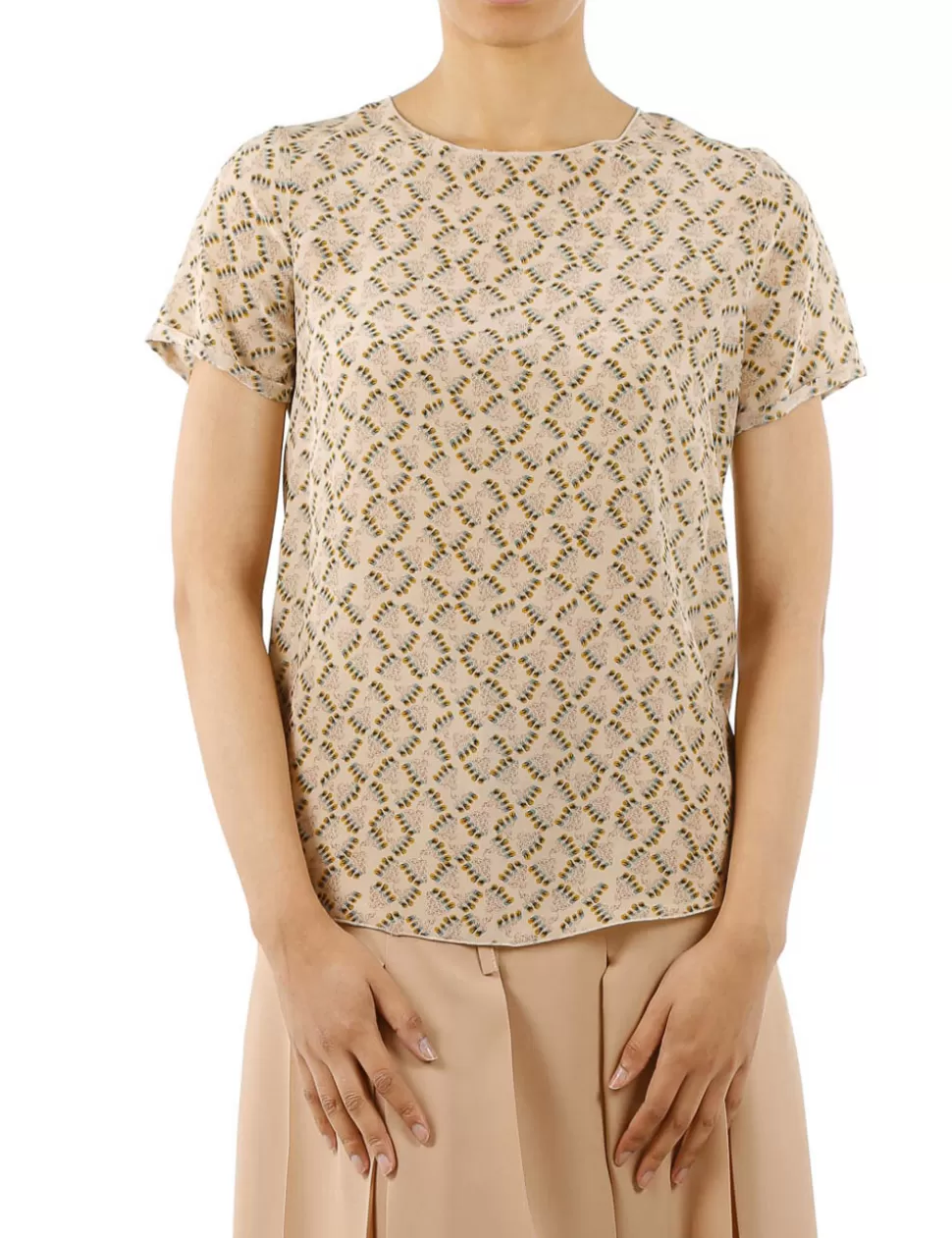 Alysi T-Shirt E Top>Top In Seta Beige