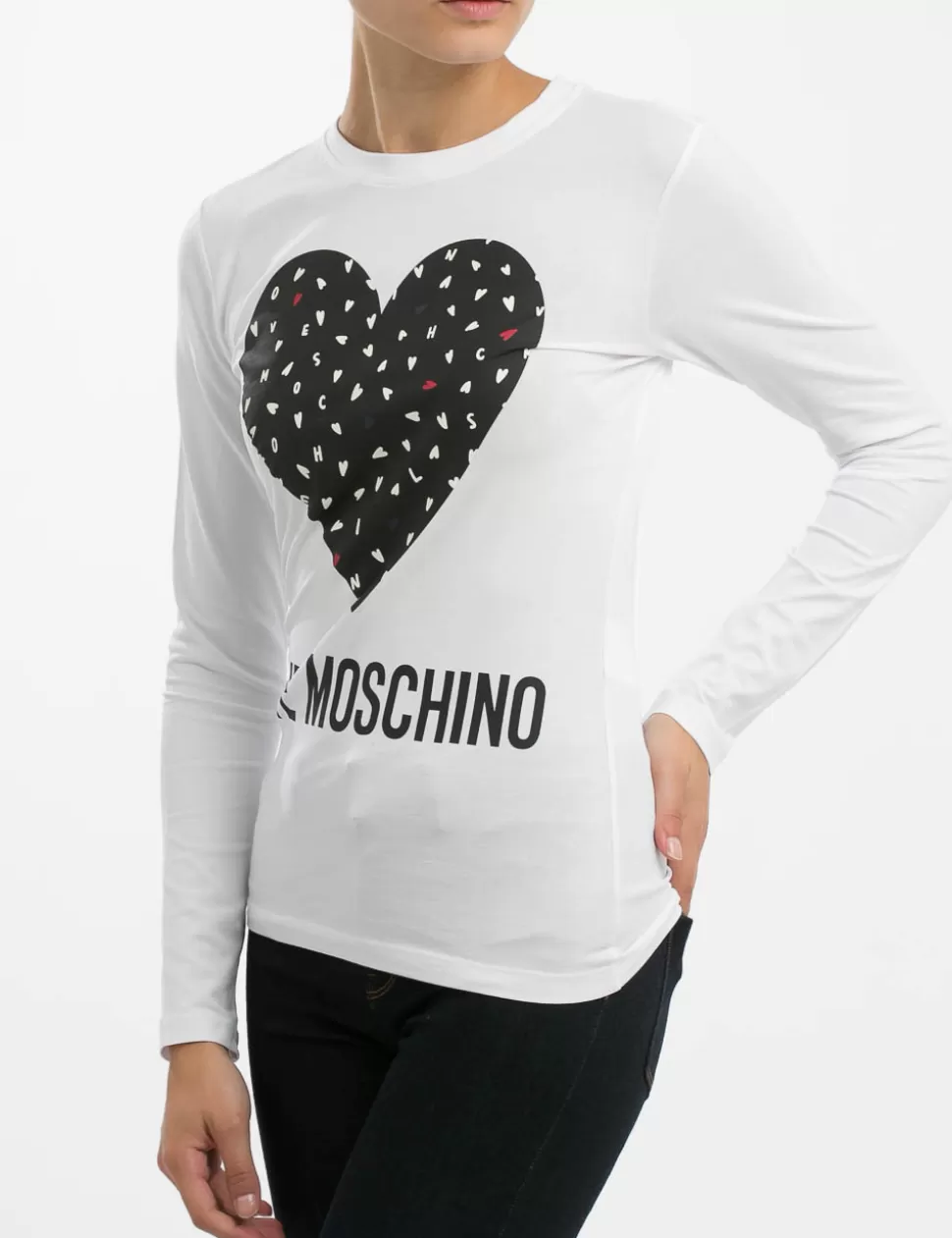 Love Moschino T-Shirt E Top>T-Shirt A Maniche Lunghe Bianco