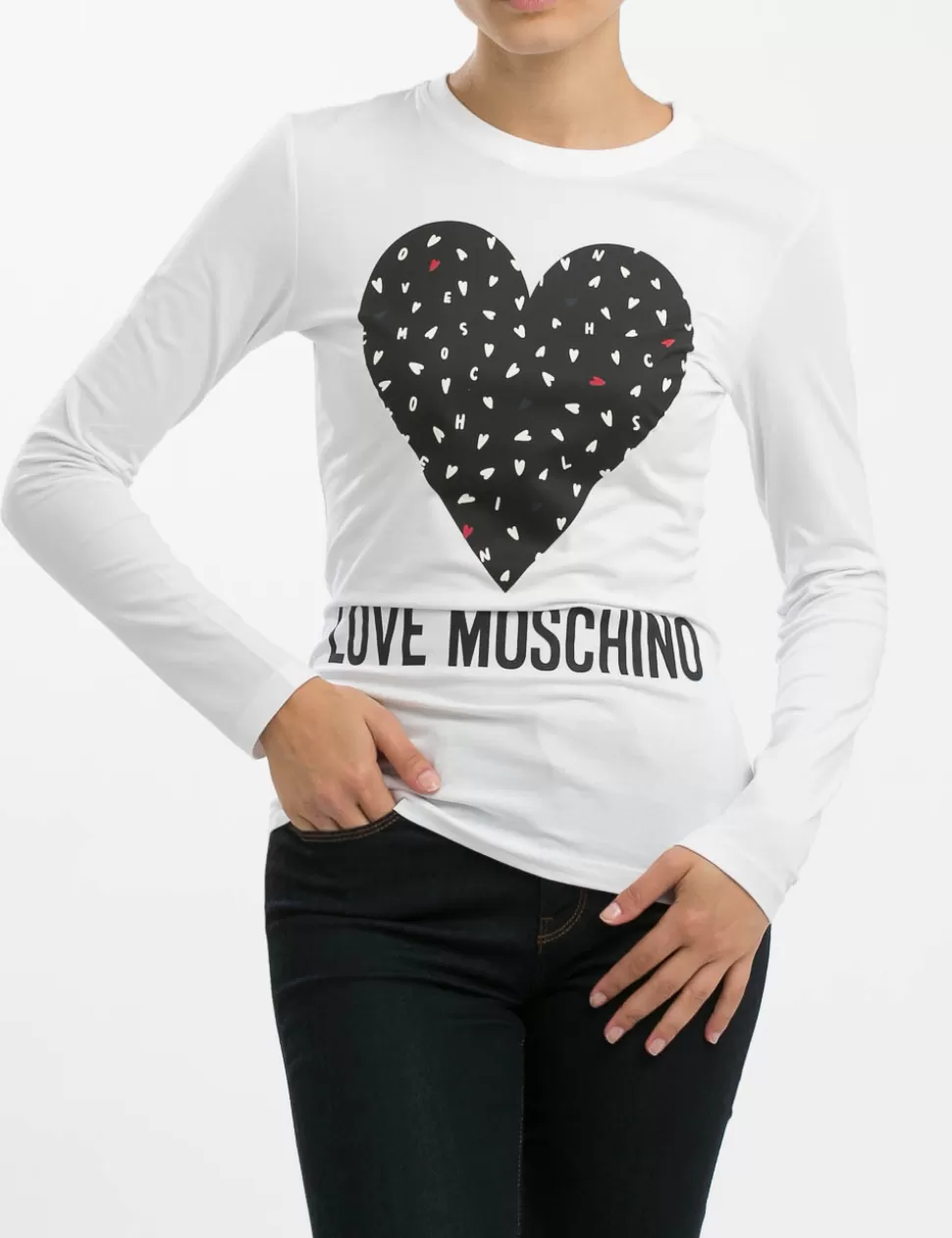 Love Moschino T-Shirt E Top>T-Shirt A Maniche Lunghe Bianco