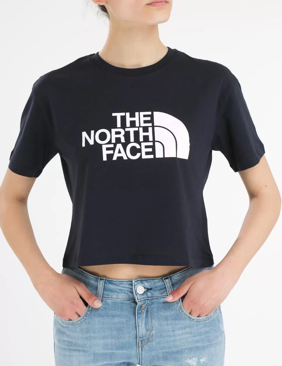 The North Face T-Shirt E Top>T-Shirt Cropped Blu Scuro