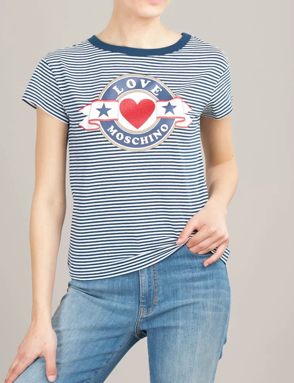 Love Moschino T-Shirt E Top>T-Shirt Navy/Bianco