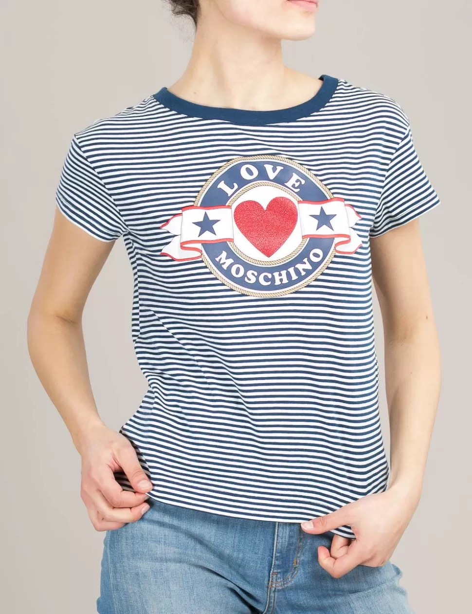 Love Moschino T-Shirt E Top>T-Shirt Navy/Bianco