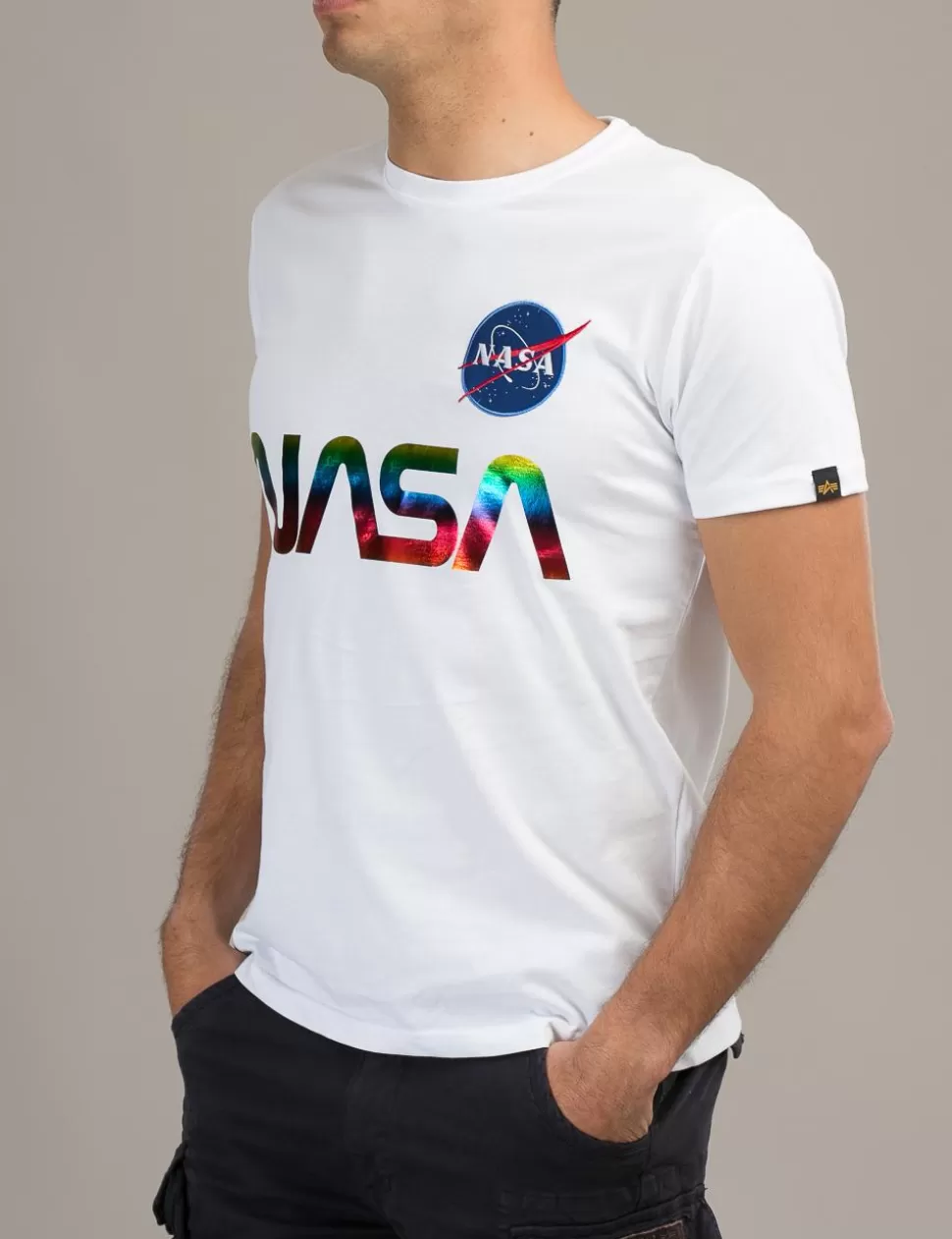 Alpha Industries T-Shirt>T-Shirt Nasa Bianco