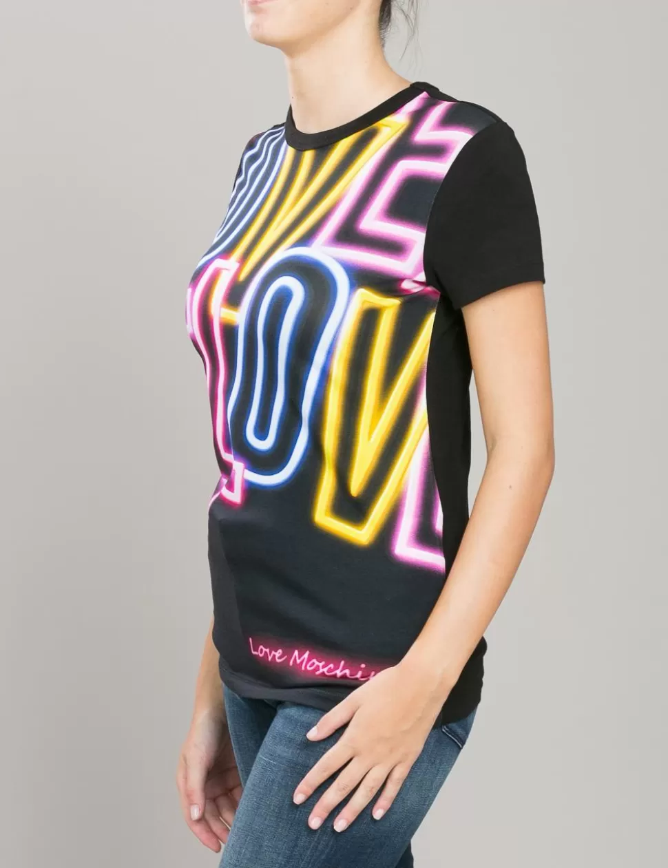 Love Moschino T-Shirt E Top>T-Shirt Neon Logo Nero