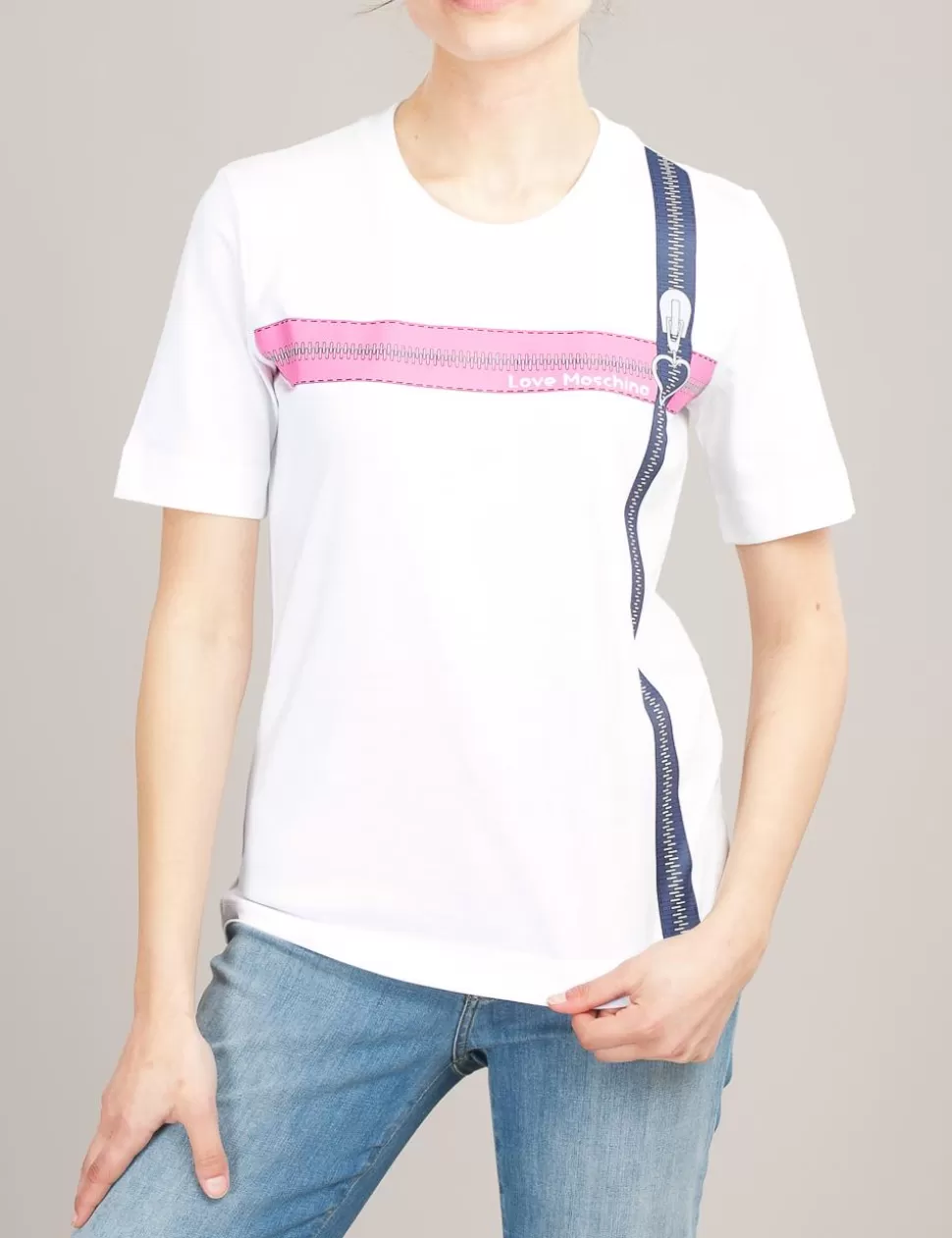 Love Moschino T-Shirt E Top>T-Shirt Pop Art Zippers Bianco