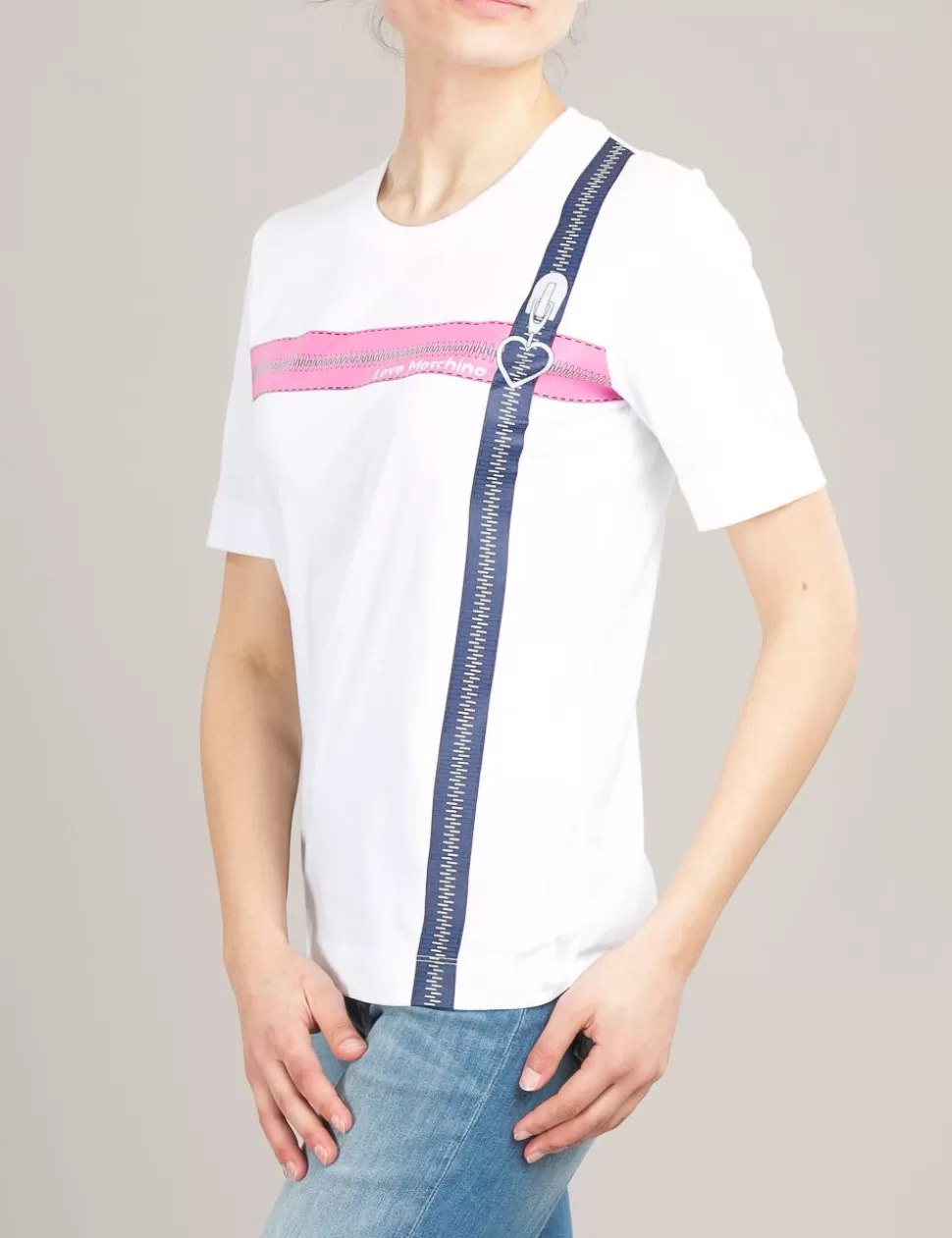 Love Moschino T-Shirt E Top>T-Shirt Pop Art Zippers Bianco