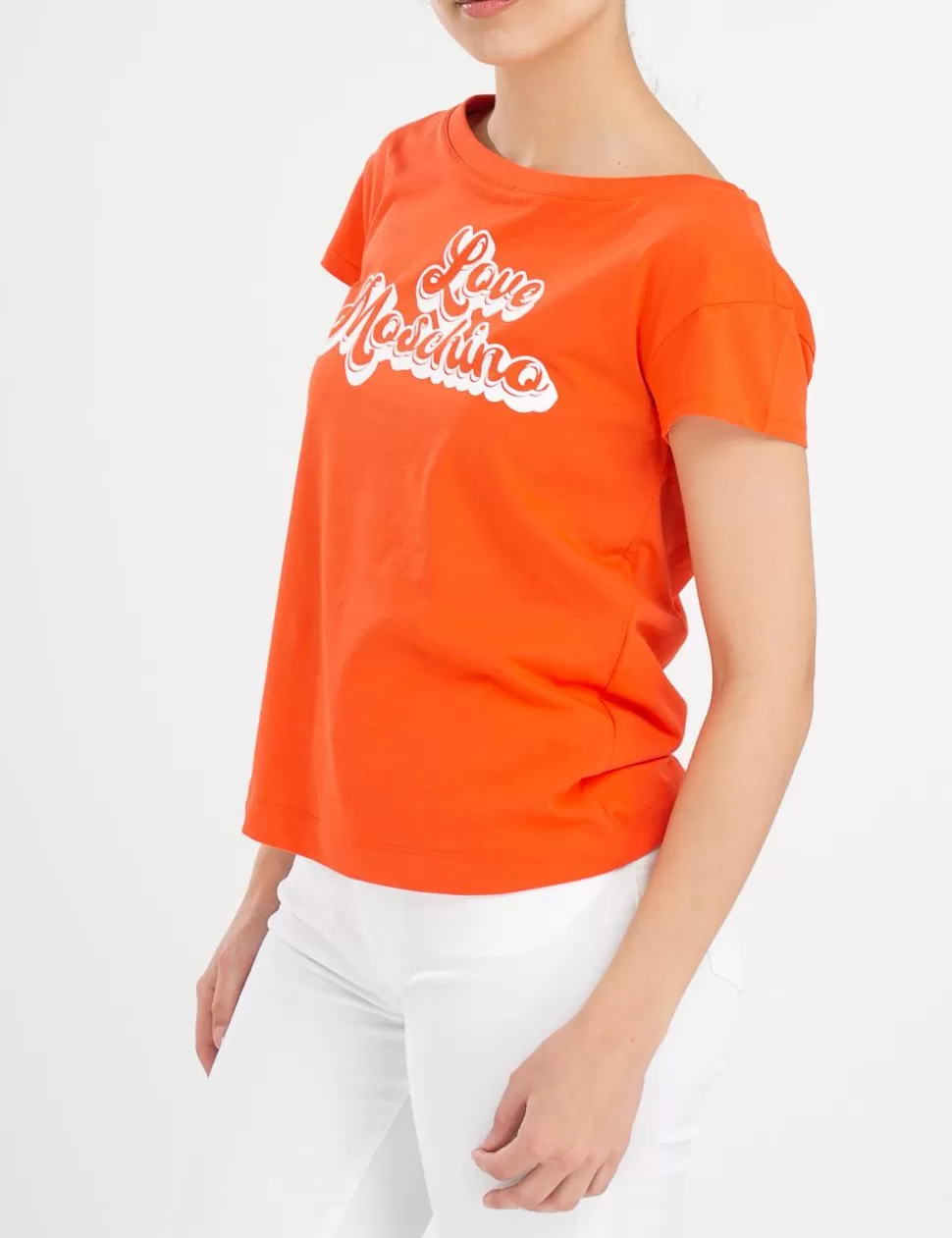 Love Moschino T-Shirt E Top>T-Shirt Waterprint Bubble Logo Arancio