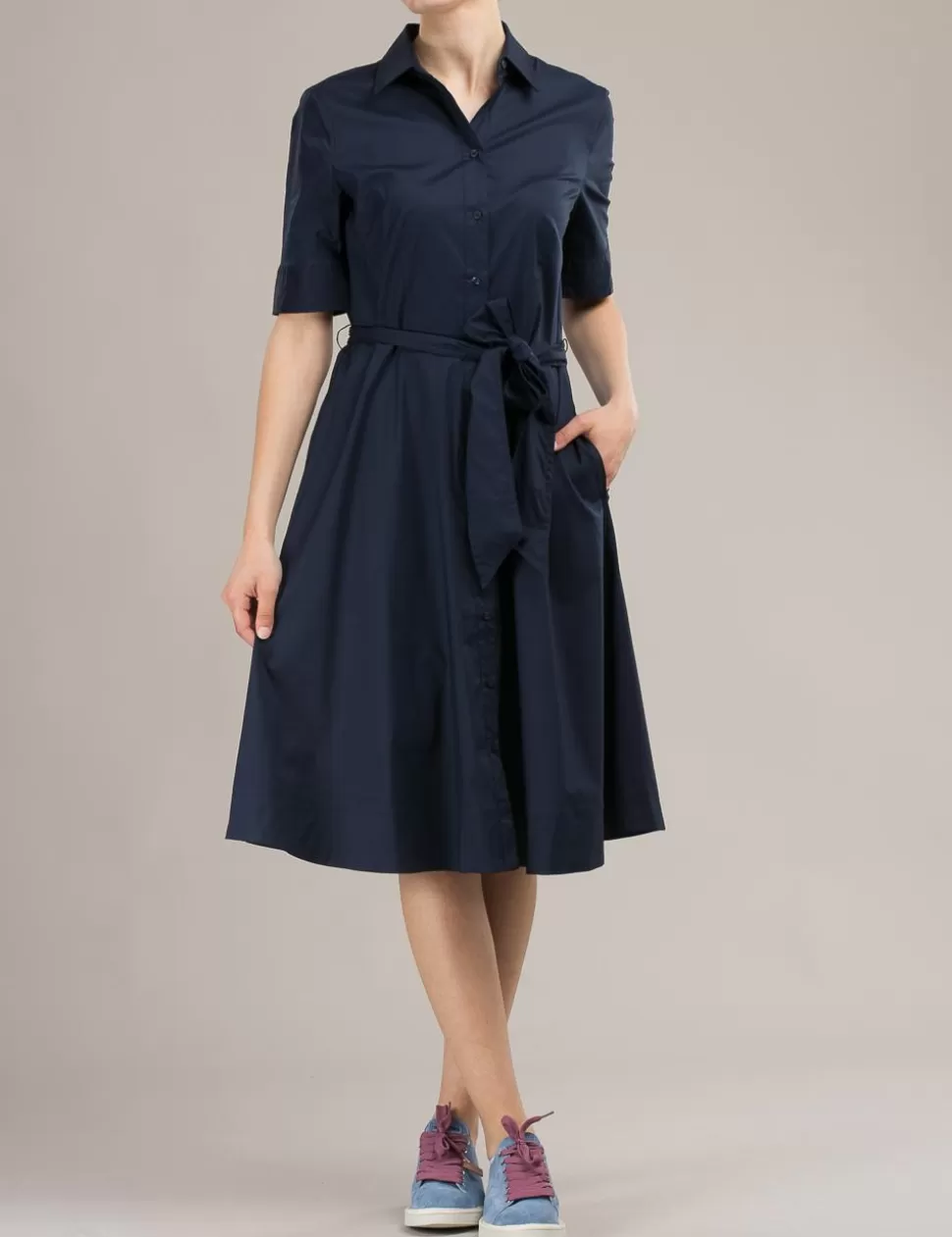 Lauren Vestiti>Vestito Chemisier Blu Navy