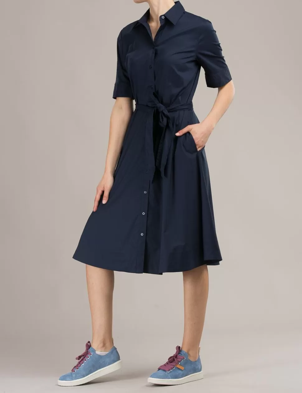 Lauren Vestiti>Vestito Chemisier Blu Navy